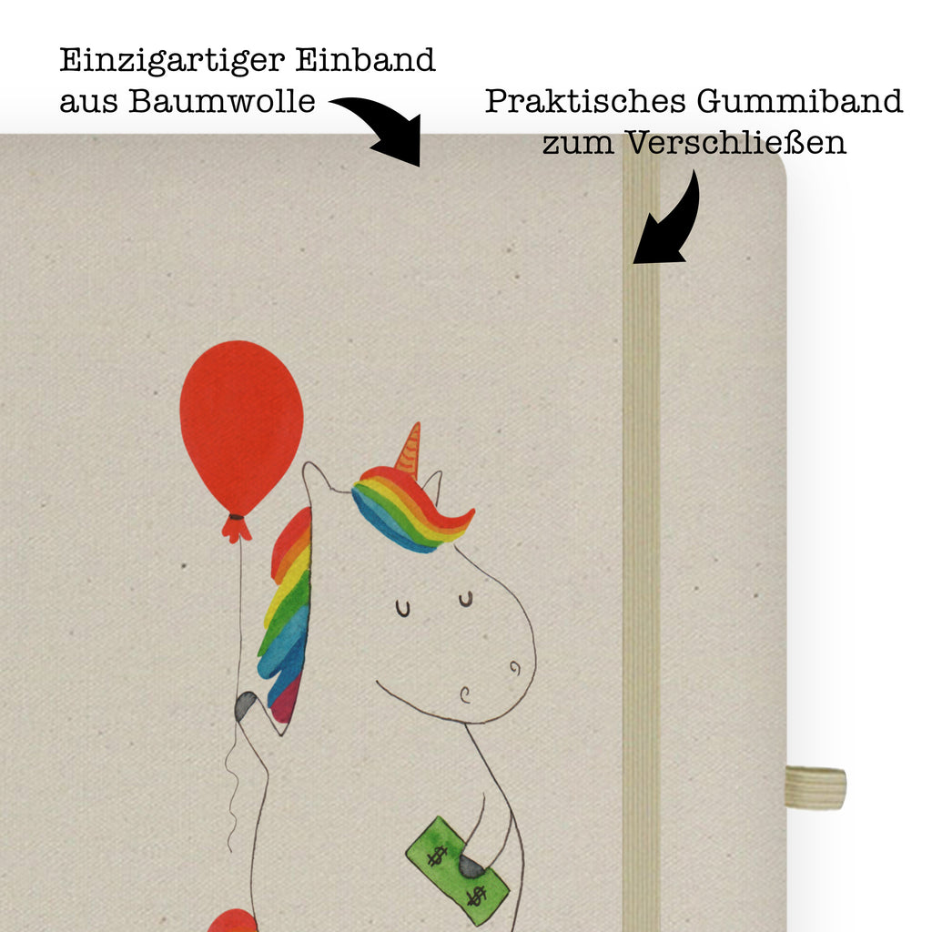 DIN A4 Baumwoll Notizbuch Einhorn Luftballon Notizen, Eintragebuch, Tagebuch, Notizblock, Adressbuch, Journal, Kladde, Skizzenbuch, Notizheft, Schreibbuch, Schreibheft, Einhorn, Einhörner, Einhorn Deko, Pegasus, Unicorn, Luftballon, Geld, Lebenslust, Freude, Geschenk, Freundin