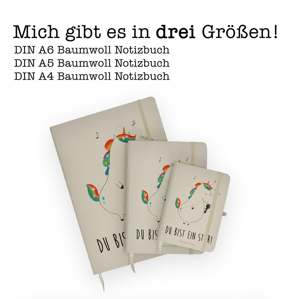 DIN A6 Baumwoll Notizbuch Einhorn Sänger Notizen, Eintragebuch, Tagebuch, Notizblock, Adressbuch, Journal, Kladde, Skizzenbuch, Notizheft, Schreibbuch, Schreibheft, Einhorn, Einhörner, Einhorn Deko, Pegasus, Unicorn, Glitzer, Konfetti, Party, Geburtstag, Feier, Fest, Disco, Sängerin, Sänger, Freundin