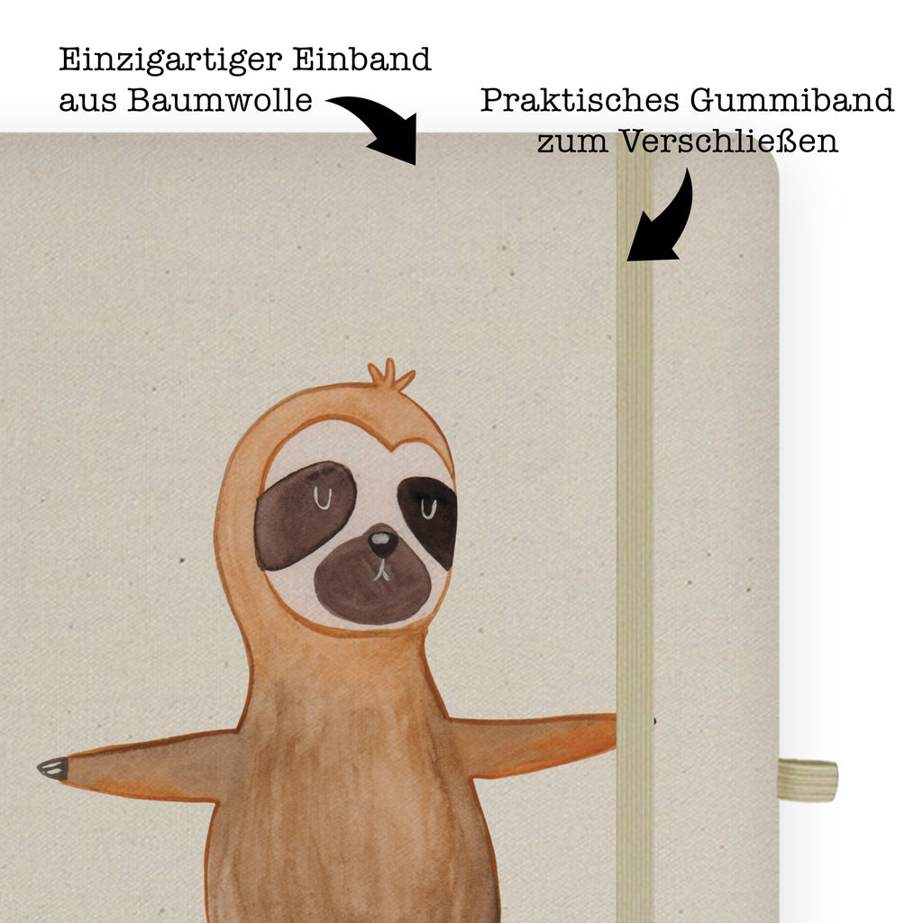DIN A6 Baumwoll Notizbuch Faultier  Yoga Notizen, Eintragebuch, Tagebuch, Notizblock, Adressbuch, Journal, Kladde, Skizzenbuch, Notizheft, Schreibbuch, Schreibheft, Faultier, Faultier Geschenk, Faultier Deko, Faultiere, faul, Lieblingstier, Yoga, Namaste, Krieger, Yogaübungen, Meditation, Atmung, Gelassenheit, Entspannung