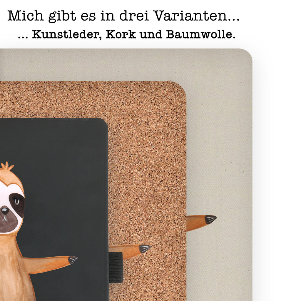 DIN A6 Baumwoll Notizbuch Faultier  Yoga Notizen, Eintragebuch, Tagebuch, Notizblock, Adressbuch, Journal, Kladde, Skizzenbuch, Notizheft, Schreibbuch, Schreibheft, Faultier, Faultier Geschenk, Faultier Deko, Faultiere, faul, Lieblingstier, Yoga, Namaste, Krieger, Yogaübungen, Meditation, Atmung, Gelassenheit, Entspannung