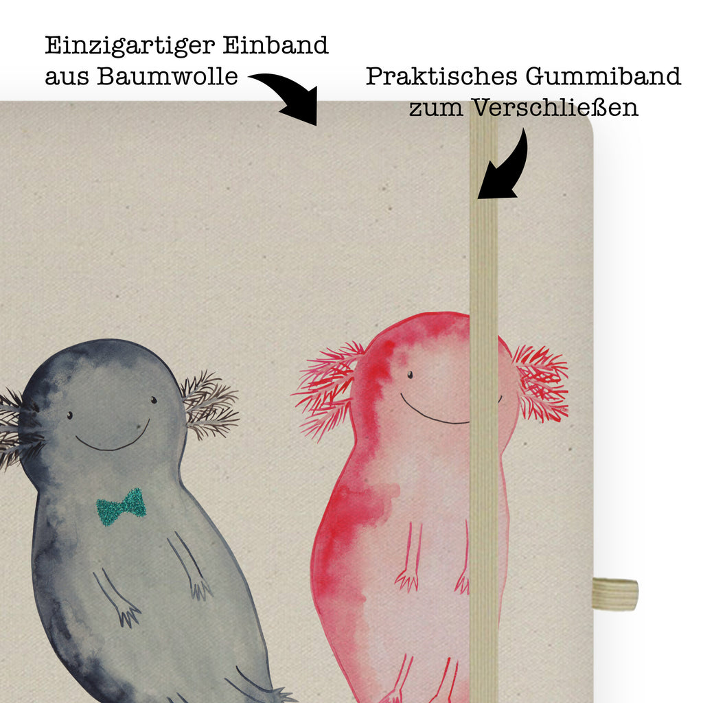 DIN A6 Baumwoll Notizbuch Axolotl Axel+Lotte Notizen, Eintragebuch, Tagebuch, Notizblock, Adressbuch, Journal, Kladde, Skizzenbuch, Notizheft, Schreibbuch, Schreibheft, Axolotl, Molch, Axolot, Schwanzlurch, Lurch, Lurche, Liebe, große Liebe, Liebesbeweis, Freund, Verlobter, Ehemann, Jahrestag, Valentinstag