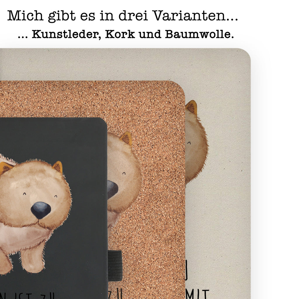 DIN A6 Baumwoll Notizbuch Wombat Notizen, Eintragebuch, Tagebuch, Notizblock, Adressbuch, Journal, Kladde, Skizzenbuch, Notizheft, Schreibbuch, Schreibheft, Tiermotive, Gute Laune, lustige Sprüche, Tiere, Wombat, Das Leben ist schön, Motivation, Spruch, Australien