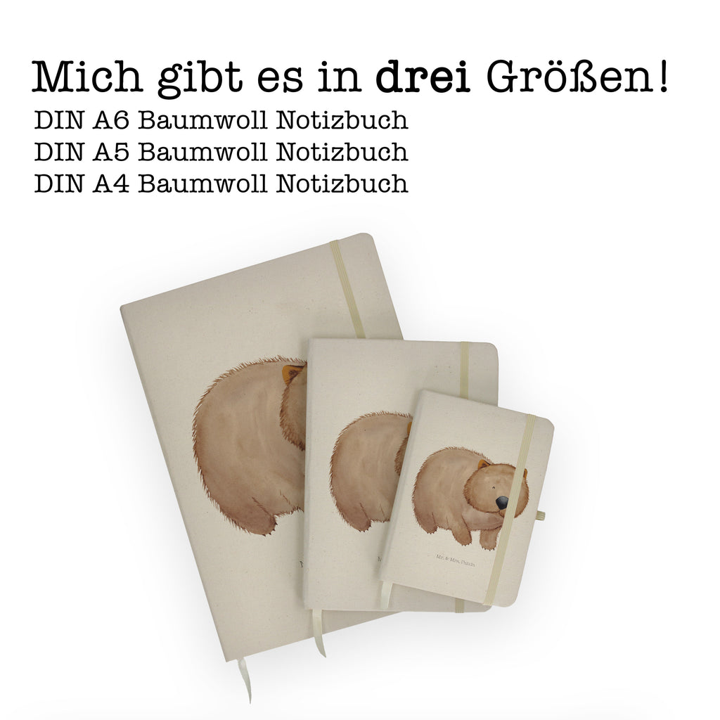 DIN A6 Baumwoll Notizbuch Wombat Notizen, Eintragebuch, Tagebuch, Notizblock, Adressbuch, Journal, Kladde, Skizzenbuch, Notizheft, Schreibbuch, Schreibheft, Tiermotive, Gute Laune, lustige Sprüche, Tiere, Wombat, Das Leben ist schön, Motivation, Spruch, Australien