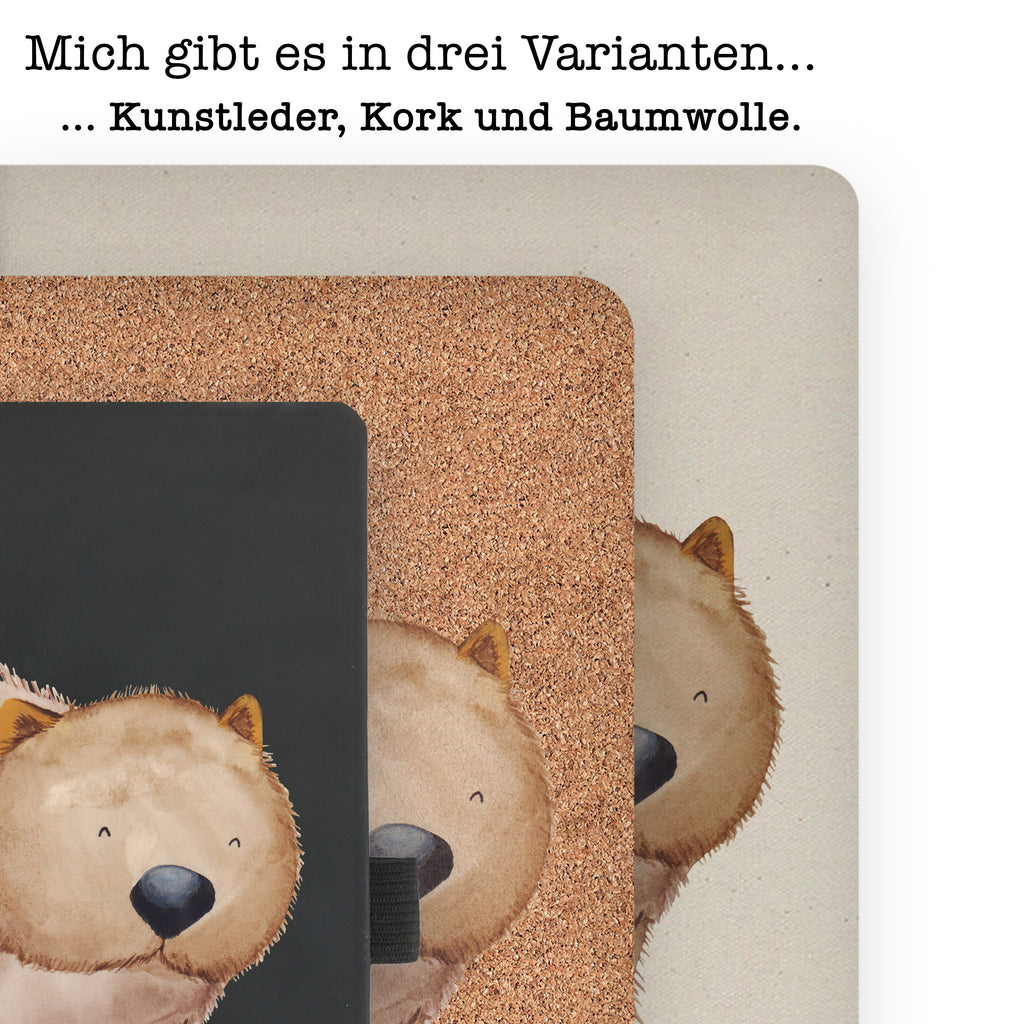 DIN A6 Baumwoll Notizbuch Wombat Notizen, Eintragebuch, Tagebuch, Notizblock, Adressbuch, Journal, Kladde, Skizzenbuch, Notizheft, Schreibbuch, Schreibheft, Tiermotive, Gute Laune, lustige Sprüche, Tiere, Wombat, Das Leben ist schön, Motivation, Spruch, Australien