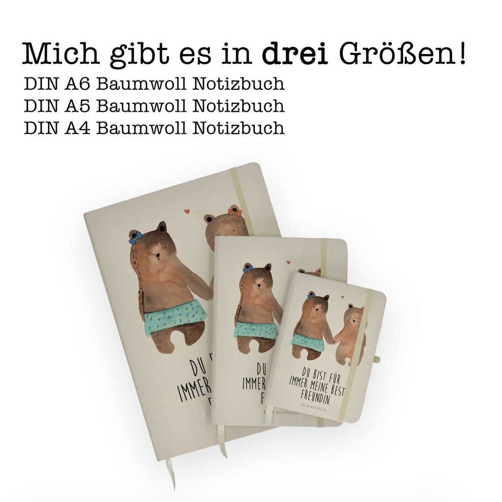 DIN A6 Baumwoll Notizbuch Bär Freundin Notizen, Eintragebuch, Tagebuch, Notizblock, Adressbuch, Journal, Kladde, Skizzenbuch, Notizheft, Schreibbuch, Schreibheft, Bär, Teddy, Teddybär, Bär Freundin Beste Freund Liebe Liebesbeweis Verliebt Kumpel Kumpeliene