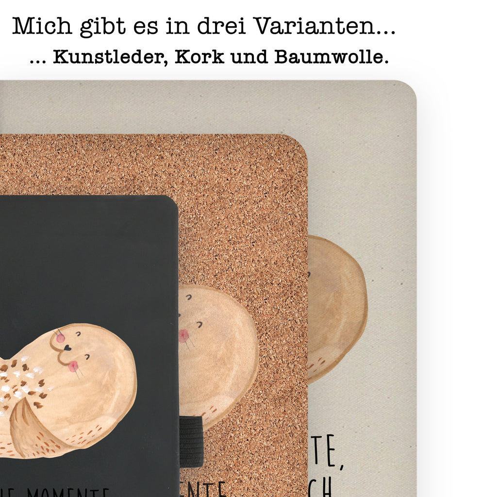DIN A4 Baumwoll Notizbuch Robbe liegend Notizen, Eintragebuch, Tagebuch, Notizblock, Adressbuch, Journal, Kladde, Skizzenbuch, Notizheft, Schreibbuch, Schreibheft, Tiermotive, Gute Laune, lustige Sprüche, Tiere, Robbe, Robben, Seehund, Strand, Meerestier, Ostsee, Nordsee, Lachen, Freude