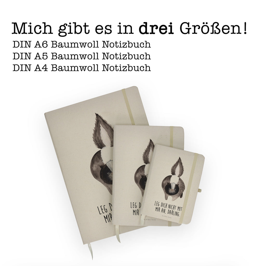 DIN A4 Baumwoll Notizbuch Stinktier Angriff Notizen, Eintragebuch, Tagebuch, Notizblock, Adressbuch, Journal, Kladde, Skizzenbuch, Notizheft, Schreibbuch, Schreibheft, Stinktier, Skunk, Wildtier, Raubtier, Stinker, Stinki, wütend, Drohung
