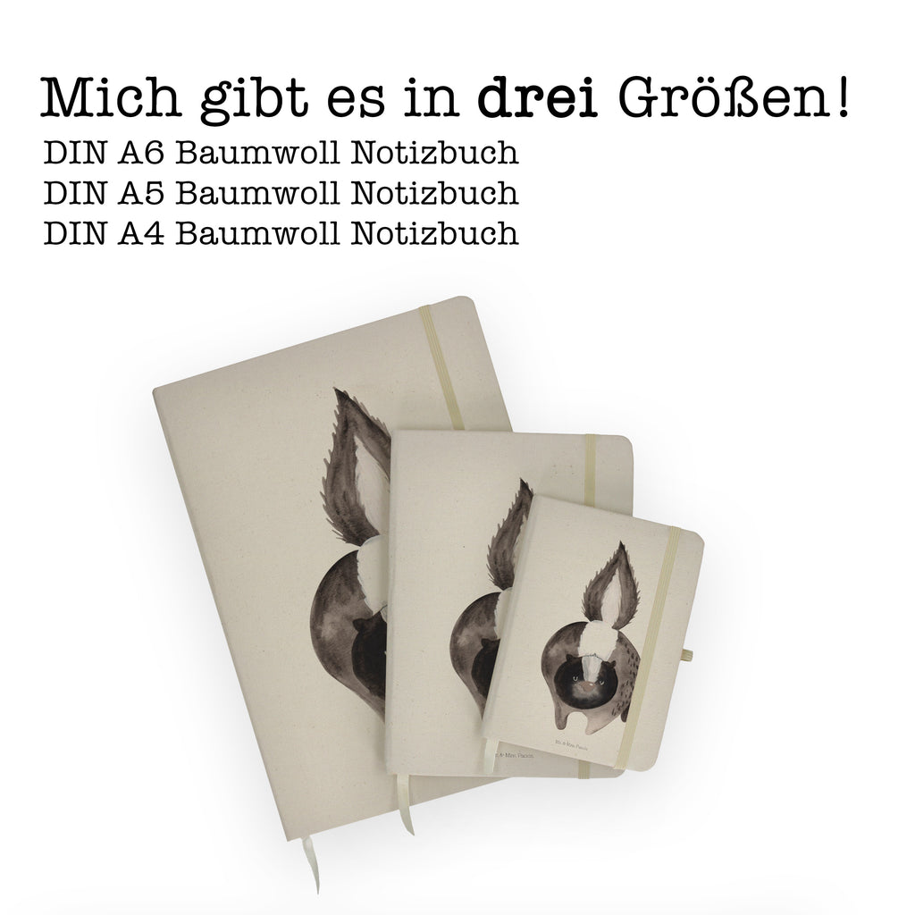 DIN A4 Baumwoll Notizbuch Stinktier Angriff Notizen, Eintragebuch, Tagebuch, Notizblock, Adressbuch, Journal, Kladde, Skizzenbuch, Notizheft, Schreibbuch, Schreibheft, Stinktier, Skunk, Wildtier, Raubtier, Stinker, Stinki, wütend, Drohung
