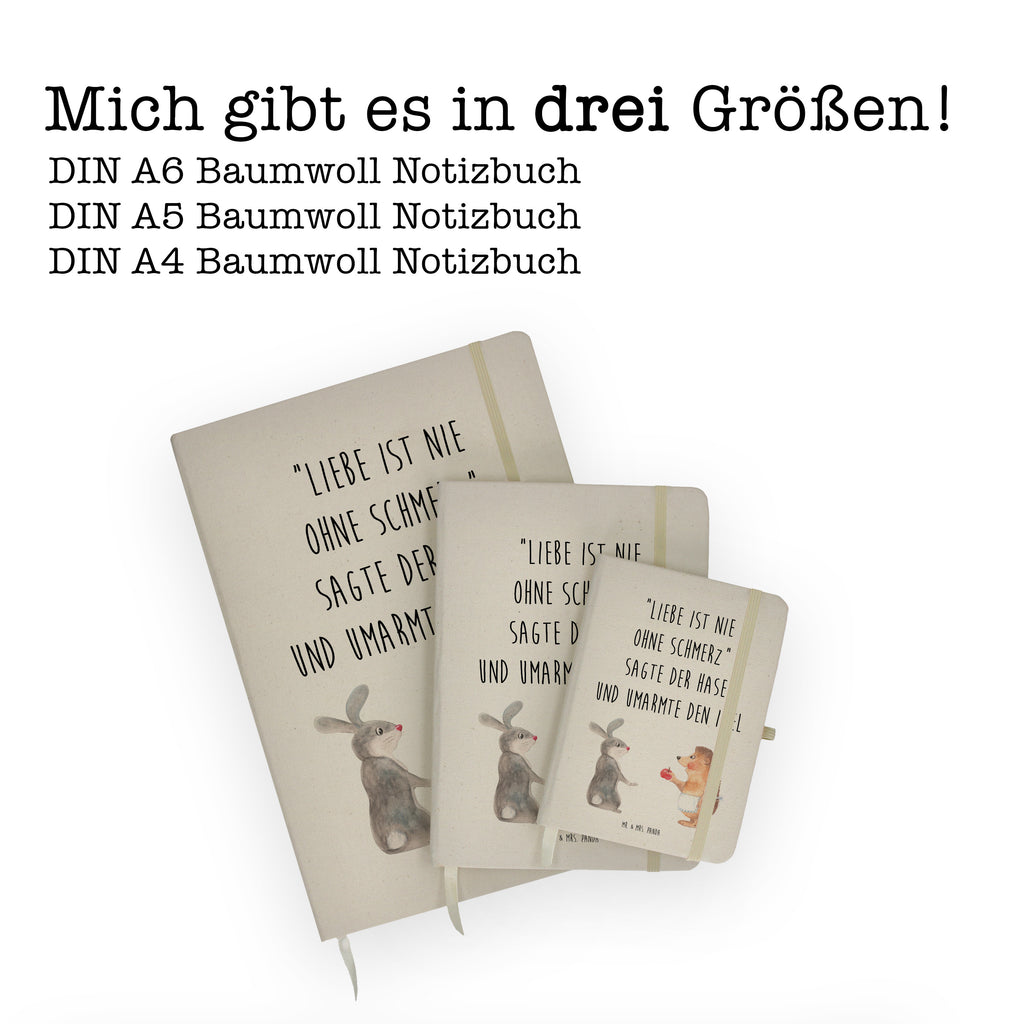 DIN A4 Baumwoll Notizbuch Liebe ist nie ohne Schmerz Notizen, Eintragebuch, Tagebuch, Notizblock, Adressbuch, Journal, Kladde, Skizzenbuch, Notizheft, Schreibbuch, Schreibheft, Tiermotive, Gute Laune, lustige Sprüche, Tiere, Igel und Hase, Igel, Hase, Liebe Spruch, Liebeskummer Geschenk, Herzschmerz, Trösten, Trennungsschmerz, Spruch romantisch