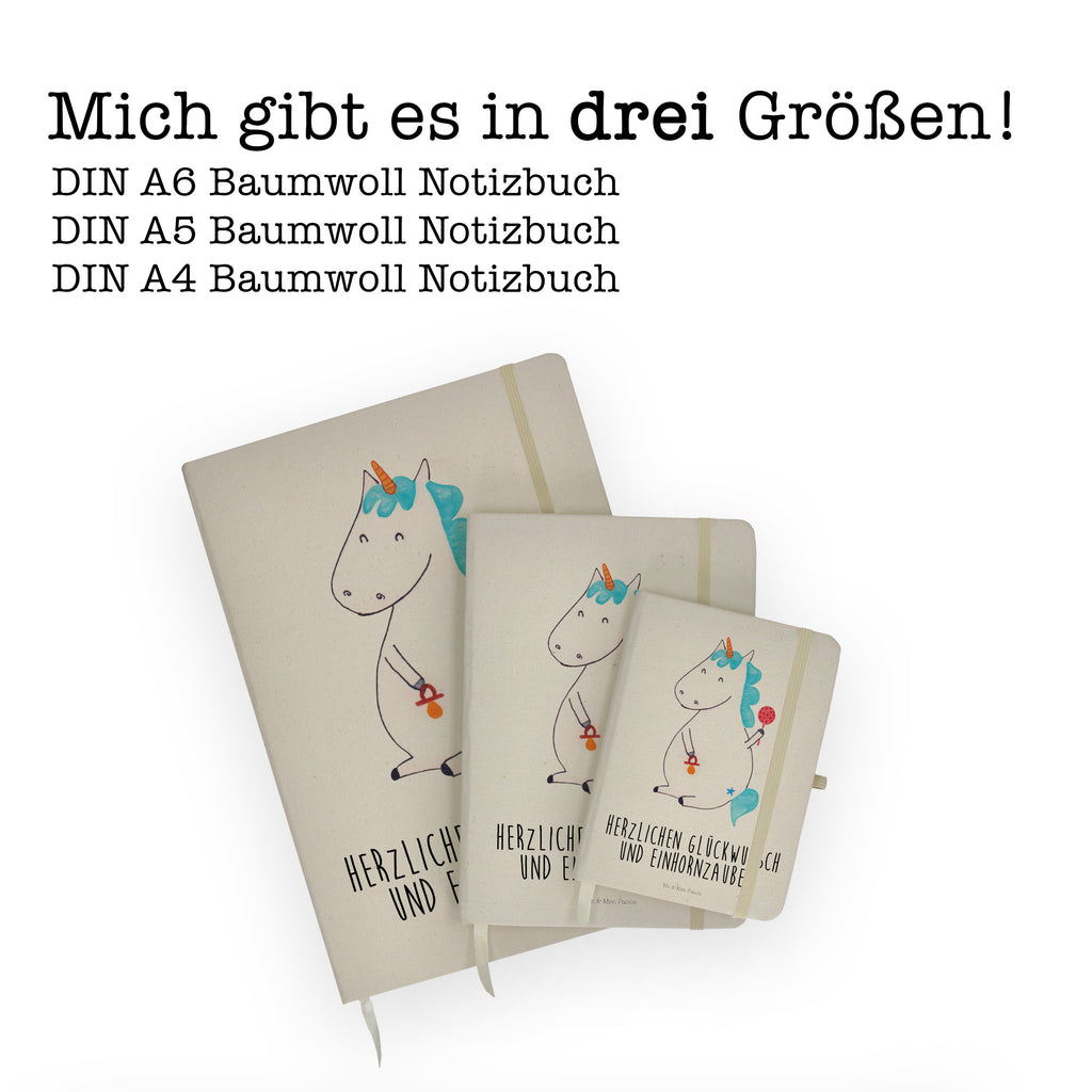 DIN A4 Baumwoll Notizbuch Einhorn Baby Notizen, Eintragebuch, Tagebuch, Notizblock, Adressbuch, Journal, Kladde, Skizzenbuch, Notizheft, Schreibbuch, Schreibheft, Einhorn, Einhörner, Einhorn Deko, Pegasus, Unicorn, Mutter, Geburt, Geburtstag, erstes Kind, Baby, Babyglück, Nachwuchs, Eltern, Party, Kind, Schnuller