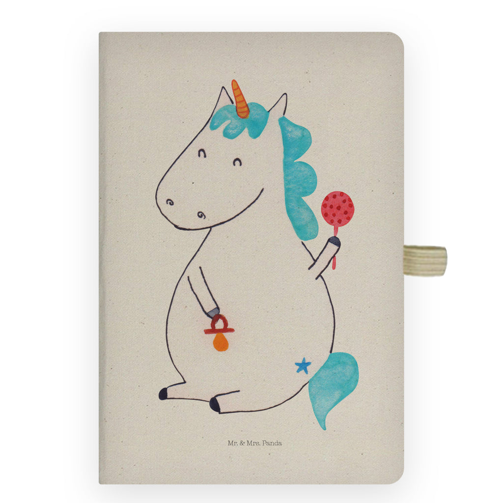 DIN A4 Baumwoll Notizbuch Einhorn Baby Notizen, Eintragebuch, Tagebuch, Notizblock, Adressbuch, Journal, Kladde, Skizzenbuch, Notizheft, Schreibbuch, Schreibheft, Einhorn, Einhörner, Einhorn Deko, Pegasus, Unicorn, Mutter, Geburt, Geburtstag, erstes Kind, Baby, Babyglück, Nachwuchs, Eltern, Party, Kind, Schnuller