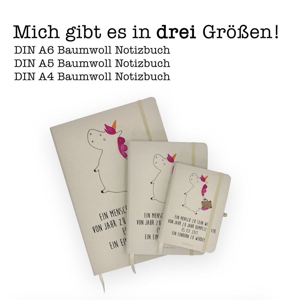 DIN A4 Baumwoll Notizbuch Einhorn Koffer Notizen, Eintragebuch, Tagebuch, Notizblock, Adressbuch, Journal, Kladde, Skizzenbuch, Notizheft, Schreibbuch, Schreibheft, Einhorn, Einhörner, Einhorn Deko, Pegasus, Unicorn, unicorn, Koffer, Verreisen, Reise, Gepäck, Abenteuer, Erwachsen, Kind, albern, Spaß, lustig, witzig