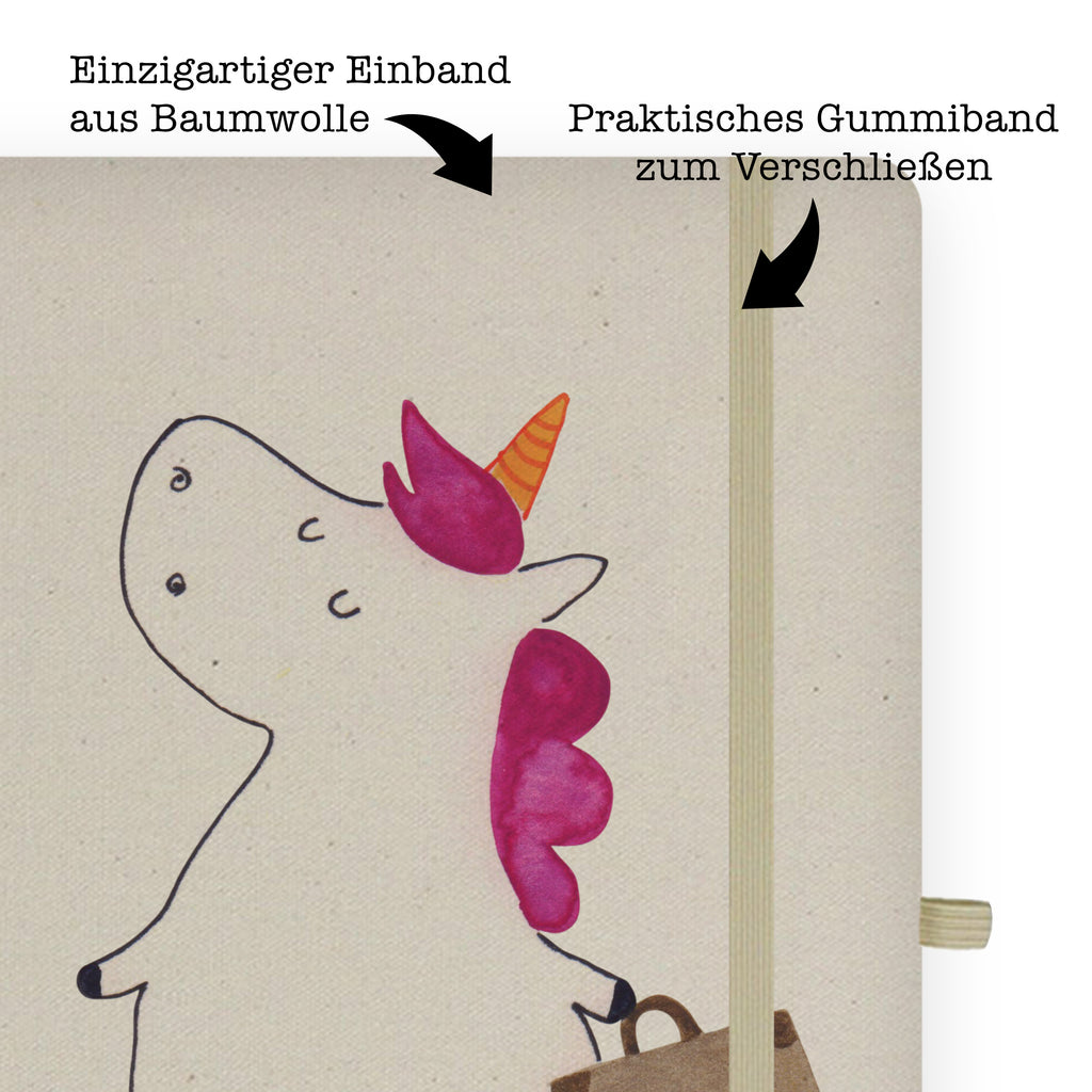 DIN A4 Baumwoll Notizbuch Einhorn Koffer Notizen, Eintragebuch, Tagebuch, Notizblock, Adressbuch, Journal, Kladde, Skizzenbuch, Notizheft, Schreibbuch, Schreibheft, Einhorn, Einhörner, Einhorn Deko, Pegasus, Unicorn, unicorn, Koffer, Verreisen, Reise, Gepäck, Abenteuer, Erwachsen, Kind, albern, Spaß, lustig, witzig