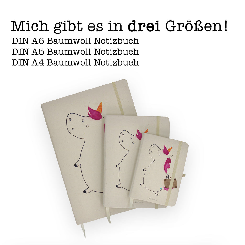 DIN A4 Baumwoll Notizbuch Einhorn Koffer Notizen, Eintragebuch, Tagebuch, Notizblock, Adressbuch, Journal, Kladde, Skizzenbuch, Notizheft, Schreibbuch, Schreibheft, Einhorn, Einhörner, Einhorn Deko, Pegasus, Unicorn, unicorn, Koffer, Verreisen, Reise, Gepäck, Abenteuer, Erwachsen, Kind, albern, Spaß, lustig, witzig
