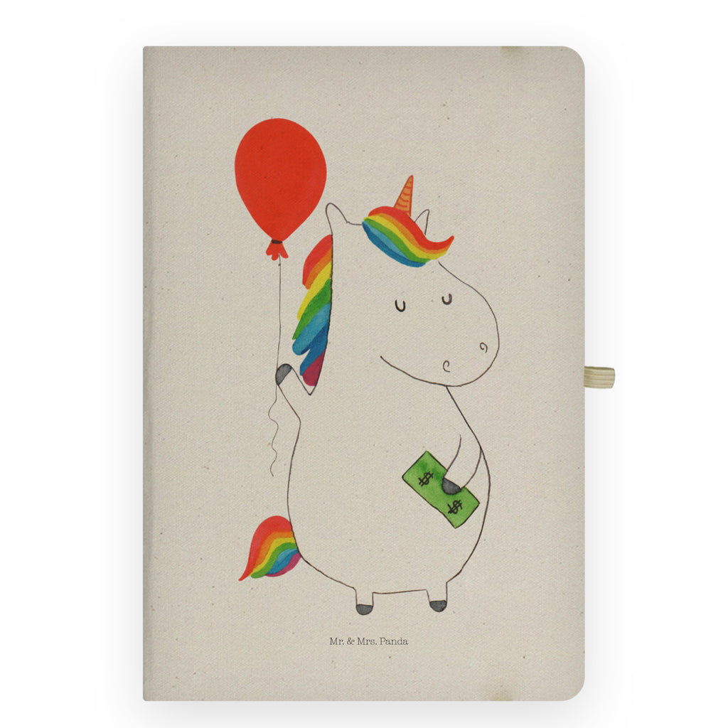 DIN A4 Baumwoll Notizbuch Einhorn Luftballon Notizen, Eintragebuch, Tagebuch, Notizblock, Adressbuch, Journal, Kladde, Skizzenbuch, Notizheft, Schreibbuch, Schreibheft, Einhorn, Einhörner, Einhorn Deko, Pegasus, Unicorn, Luftballon, Geld, Lebenslust, Freude, Geschenk, Freundin