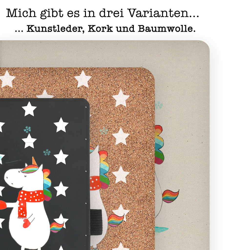 DIN A4 Baumwoll Notizbuch Einhorn Schneemann Notizen, Eintragebuch, Tagebuch, Notizblock, Adressbuch, Journal, Kladde, Skizzenbuch, Notizheft, Schreibbuch, Schreibheft, Einhorn, Einhörner, Einhorn Deko, Pegasus, Unicorn, Schneemann, Winter, Schnee, Kuchen, Weihnachten, kalt, Mütze, Handschuhe, X-Mas