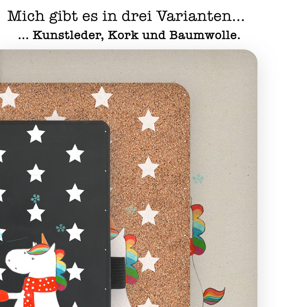 DIN A4 Baumwoll Notizbuch Einhorn Schneemann Notizen, Eintragebuch, Tagebuch, Notizblock, Adressbuch, Journal, Kladde, Skizzenbuch, Notizheft, Schreibbuch, Schreibheft, Einhorn, Einhörner, Einhorn Deko, Pegasus, Unicorn, Schneemann, Winter, Schnee, Kuchen, Weihnachten, kalt, Mütze, Handschuhe, X-Mas