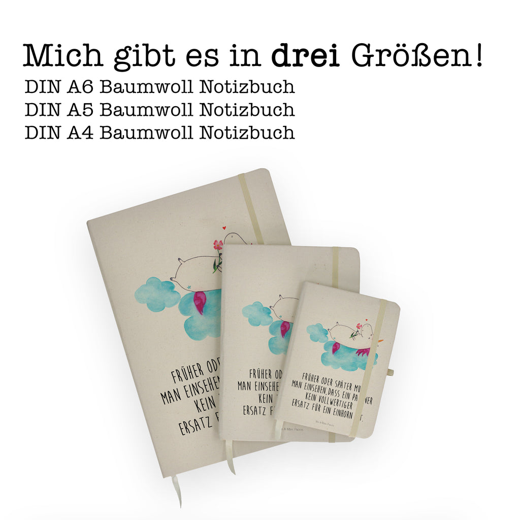 DIN A4 Baumwoll Notizbuch Einhorn verliebt auf Wolke Notizen, Eintragebuch, Tagebuch, Notizblock, Adressbuch, Journal, Kladde, Skizzenbuch, Notizheft, Schreibbuch, Schreibheft, Einhorn, Einhörner, Einhorn Deko, Pegasus, Unicorn, verliebt, Liebe, Liebesbeweis, Freundin, Wolke