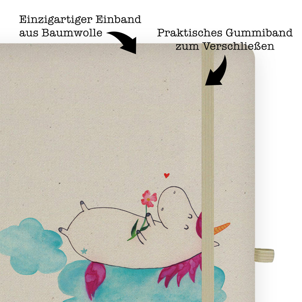 DIN A4 Baumwoll Notizbuch Einhorn verliebt auf Wolke Notizen, Eintragebuch, Tagebuch, Notizblock, Adressbuch, Journal, Kladde, Skizzenbuch, Notizheft, Schreibbuch, Schreibheft, Einhorn, Einhörner, Einhorn Deko, Pegasus, Unicorn, verliebt, Liebe, Liebesbeweis, Freundin, Wolke