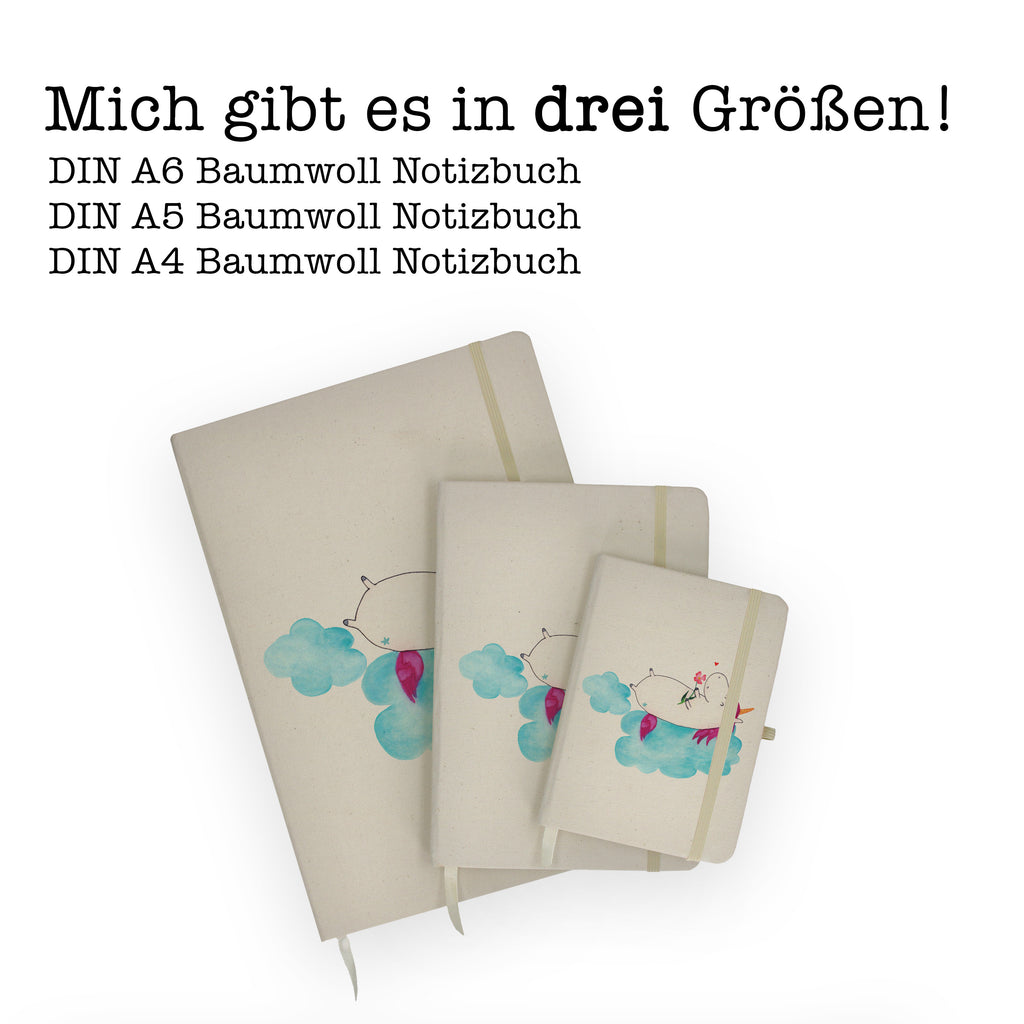 DIN A4 Baumwoll Notizbuch Einhorn verliebt auf Wolke Notizen, Eintragebuch, Tagebuch, Notizblock, Adressbuch, Journal, Kladde, Skizzenbuch, Notizheft, Schreibbuch, Schreibheft, Einhorn, Einhörner, Einhorn Deko, Pegasus, Unicorn, verliebt, Liebe, Liebesbeweis, Freundin, Wolke