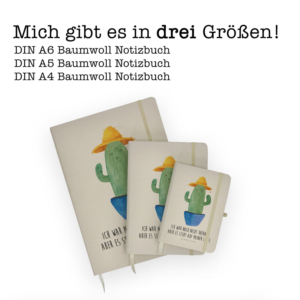 DIN A6 Baumwoll Notizbuch Kaktus Sonnenhut Notizen, Eintragebuch, Tagebuch, Notizblock, Adressbuch, Journal, Kladde, Skizzenbuch, Notizheft, Schreibbuch, Schreibheft, Kaktus, Kakteen, Reisen, Weltreise, Weltenbummler, Reisetagebuch, Städtetrip, Kaktusliebe, Geschenkidee, Spruch, Motivation