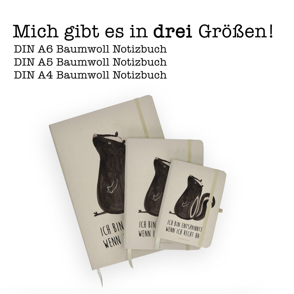DIN A5 Baumwoll Notizbuch Stinktier sitzend Notizen, Eintragebuch, Tagebuch, Notizblock, Adressbuch, Journal, Kladde, Skizzenbuch, Notizheft, Schreibbuch, Schreibheft, Stinktier, Skunk, Wildtier, Raubtier, Stinker, Stinki, Spruch, Büro, Recht, Besserwisser