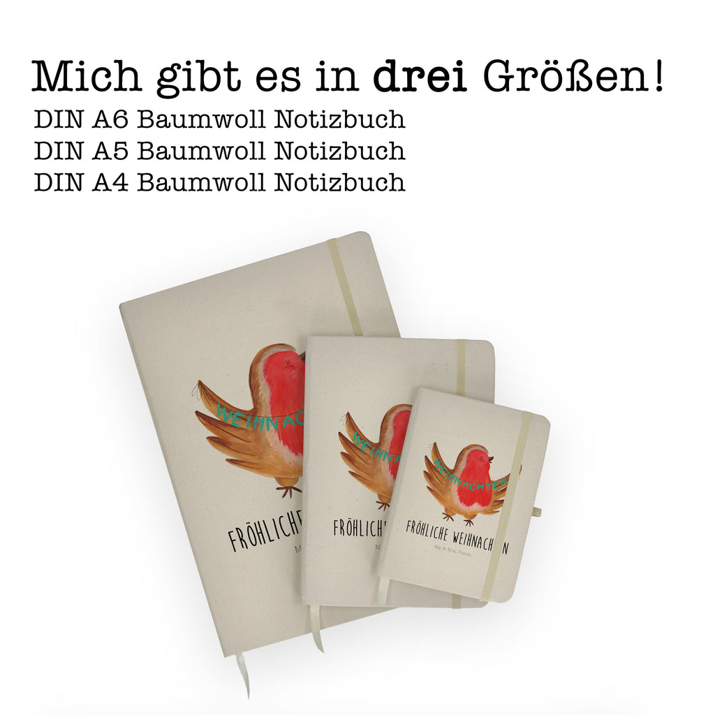 DIN A4 Baumwoll Notizbuch Rotkehlchen Weihnachten Notizen, Eintragebuch, Tagebuch, Notizblock, Adressbuch, Journal, Kladde, Skizzenbuch, Notizheft, Schreibbuch, Schreibheft, Winter, Weihnachten, Weihnachtsdeko, Nikolaus, Advent, Heiligabend, Wintermotiv, Frohe Weihnachten, Weihnachtsmotiv, Weihnachtsgruß, Vogel, xmas
