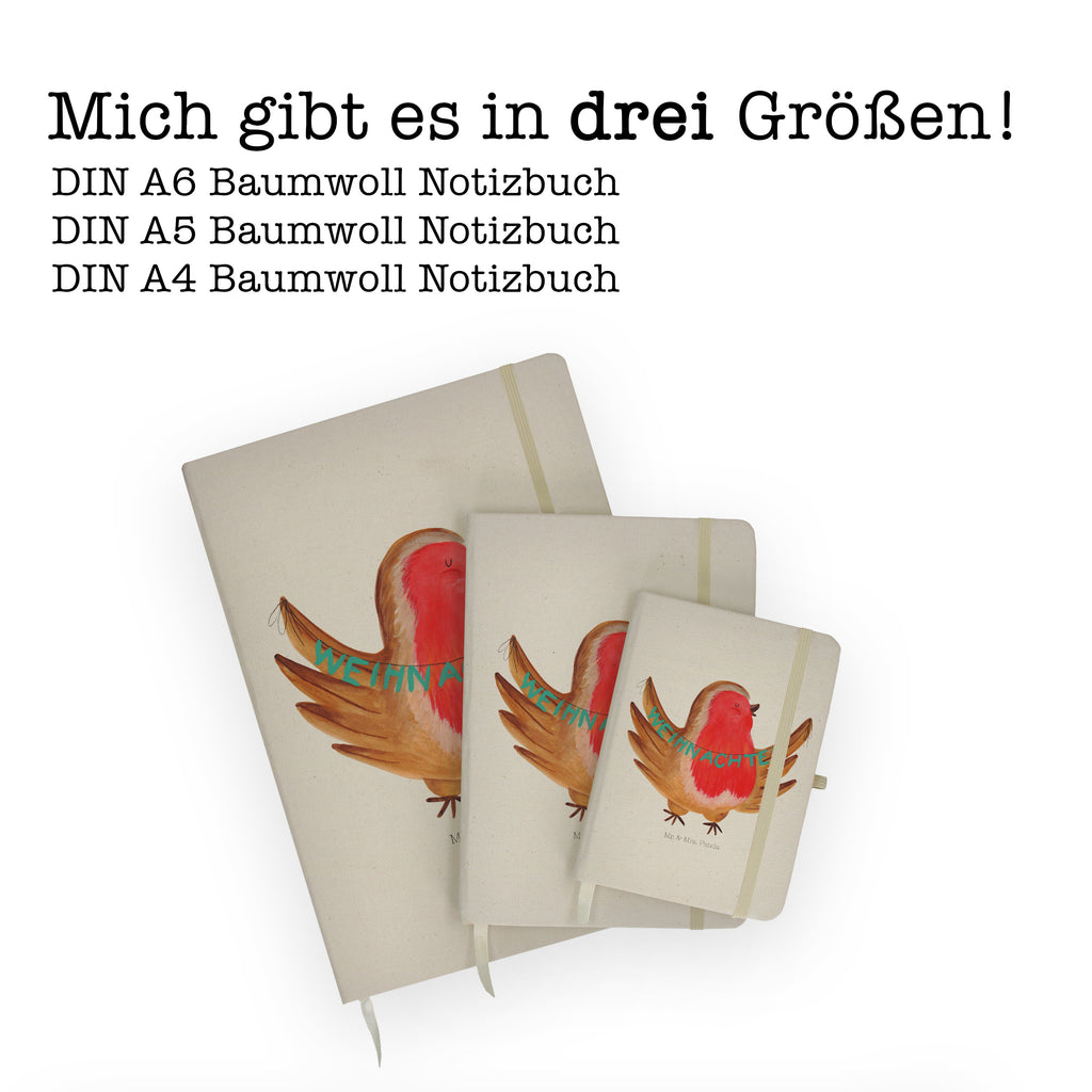 DIN A4 Baumwoll Notizbuch Rotkehlchen Weihnachten Notizen, Eintragebuch, Tagebuch, Notizblock, Adressbuch, Journal, Kladde, Skizzenbuch, Notizheft, Schreibbuch, Schreibheft, Winter, Weihnachten, Weihnachtsdeko, Nikolaus, Advent, Heiligabend, Wintermotiv, Frohe Weihnachten, Weihnachtsmotiv, Weihnachtsgruß, Vogel, xmas