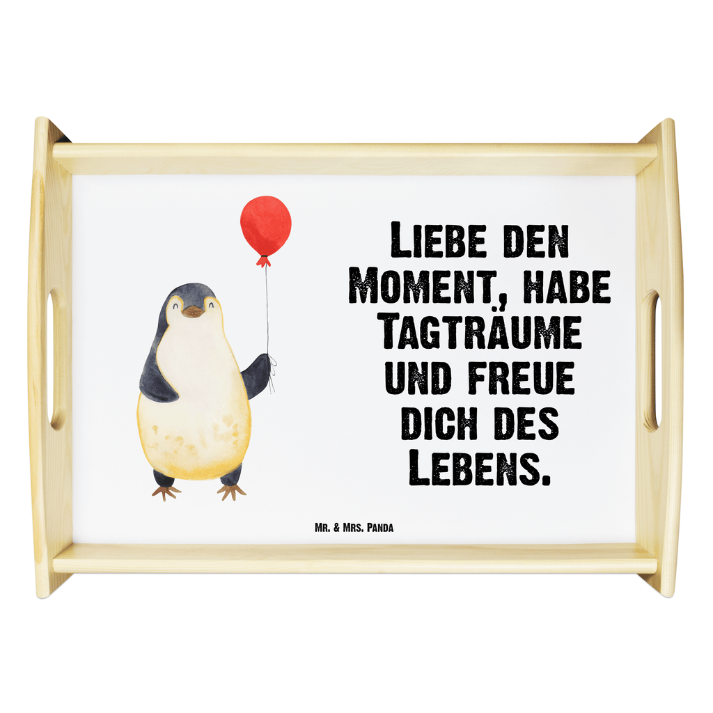 Serviertablett Pinguin Luftballon Tablett, Holztablett, Küchentablett, Dekotablett, Frühstückstablett, Pinguin, Pinguine, Luftballon, Tagträume, Lebenslust, Geschenk Freundin, Geschenkidee, beste Freundin, Motivation, Neustart, neues Leben, Liebe, Glück