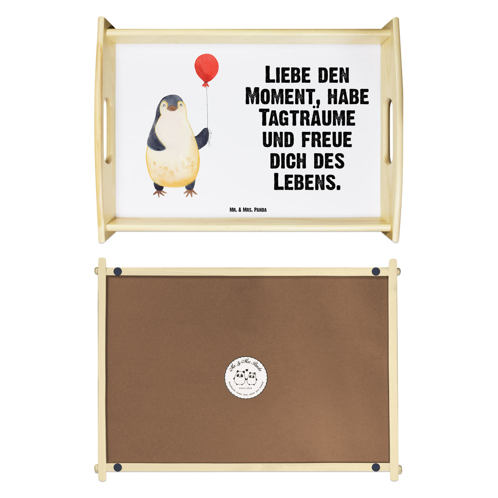 Serviertablett Pinguin Luftballon Tablett, Holztablett, Küchentablett, Dekotablett, Frühstückstablett, Pinguin, Pinguine, Luftballon, Tagträume, Lebenslust, Geschenk Freundin, Geschenkidee, beste Freundin, Motivation, Neustart, neues Leben, Liebe, Glück