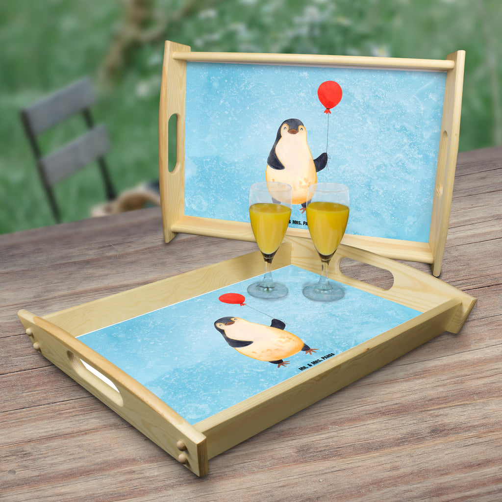 Serviertablett Pinguin Luftballon Tablett, Holztablett, Küchentablett, Dekotablett, Frühstückstablett, Pinguin, Pinguine, Luftballon, Tagträume, Lebenslust, Geschenk Freundin, Geschenkidee, beste Freundin, Motivation, Neustart, neues Leben, Liebe, Glück