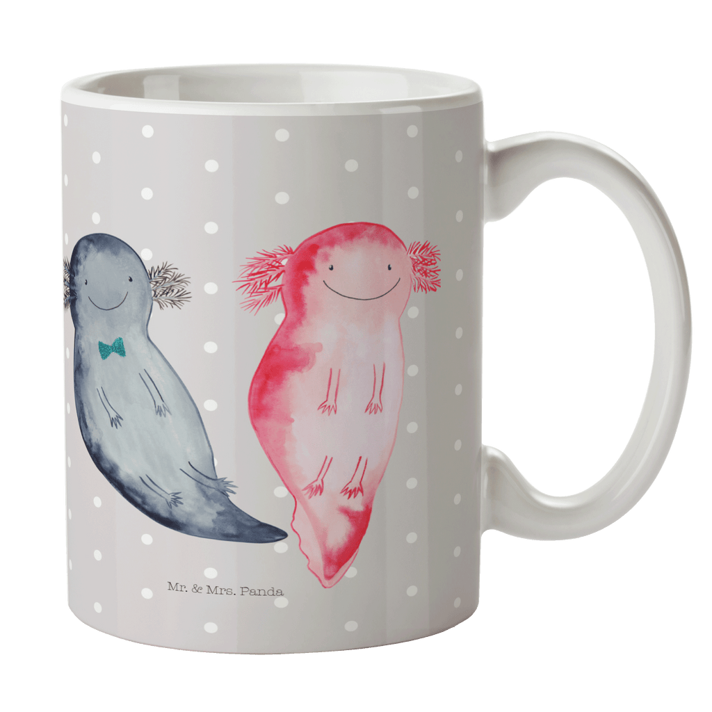 Tasse Axolotl Axel+Lotte Axolotl, Axolot, Schwanzlurch, Lurch, Lurche, Liebe, große Liebe, Liebesbeweis, Freund, Verlobter, Ehemann, Jahrestag, Valentinstag Becher, Kaffeetasse, Kaffeebecher, Tee, Frühstück, Büro  Axolotl, Molch