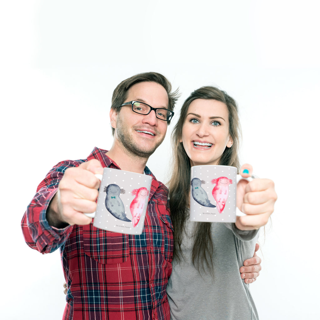 Tasse Axolotl Axel+Lotte Axolotl, Axolot, Schwanzlurch, Lurch, Lurche, Liebe, große Liebe, Liebesbeweis, Freund, Verlobter, Ehemann, Jahrestag, Valentinstag Becher, Kaffeetasse, Kaffeebecher, Tee, Frühstück, Büro  Axolotl, Molch