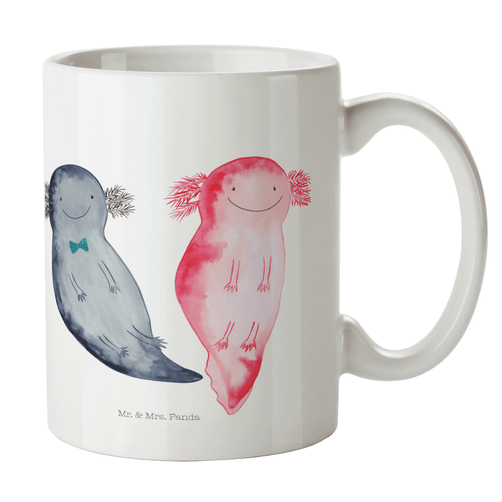 Tasse Axolotl Axel+Lotte Axolotl, Axolot, Schwanzlurch, Lurch, Lurche, Liebe, große Liebe, Liebesbeweis, Freund, Verlobter, Ehemann, Jahrestag, Valentinstag Becher, Kaffeetasse, Kaffeebecher, Tee, Frühstück, Büro  Axolotl, Molch