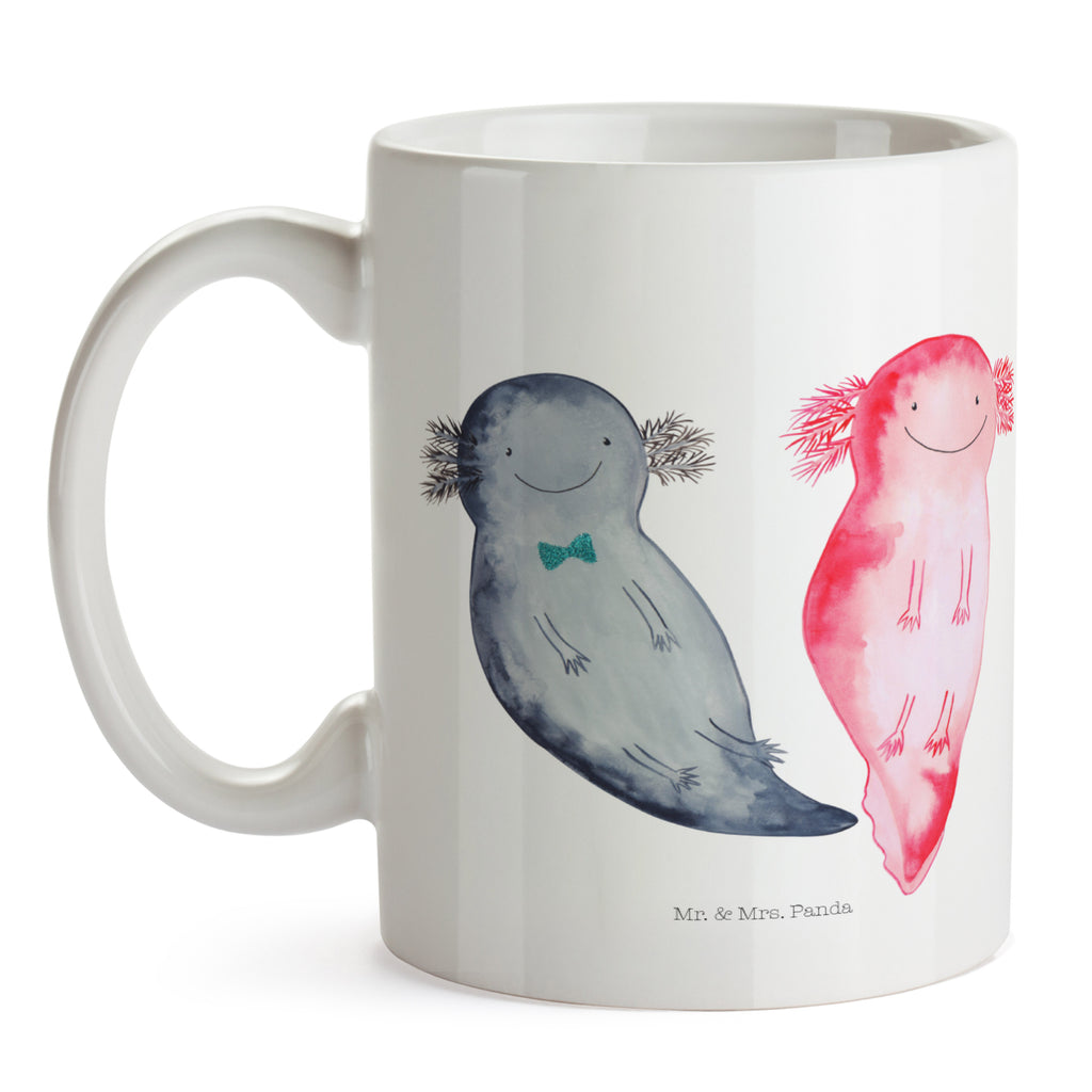 Tasse Axolotl Axel+Lotte Axolotl, Axolot, Schwanzlurch, Lurch, Lurche, Liebe, große Liebe, Liebesbeweis, Freund, Verlobter, Ehemann, Jahrestag, Valentinstag Becher, Kaffeetasse, Kaffeebecher, Tee, Frühstück, Büro  Axolotl, Molch