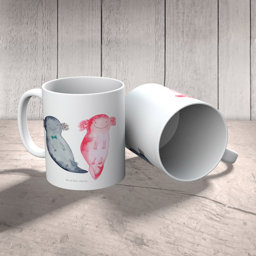 Tasse Axolotl Axel+Lotte Axolotl, Axolot, Schwanzlurch, Lurch, Lurche, Liebe, große Liebe, Liebesbeweis, Freund, Verlobter, Ehemann, Jahrestag, Valentinstag Becher, Kaffeetasse, Kaffeebecher, Tee, Frühstück, Büro  Axolotl, Molch