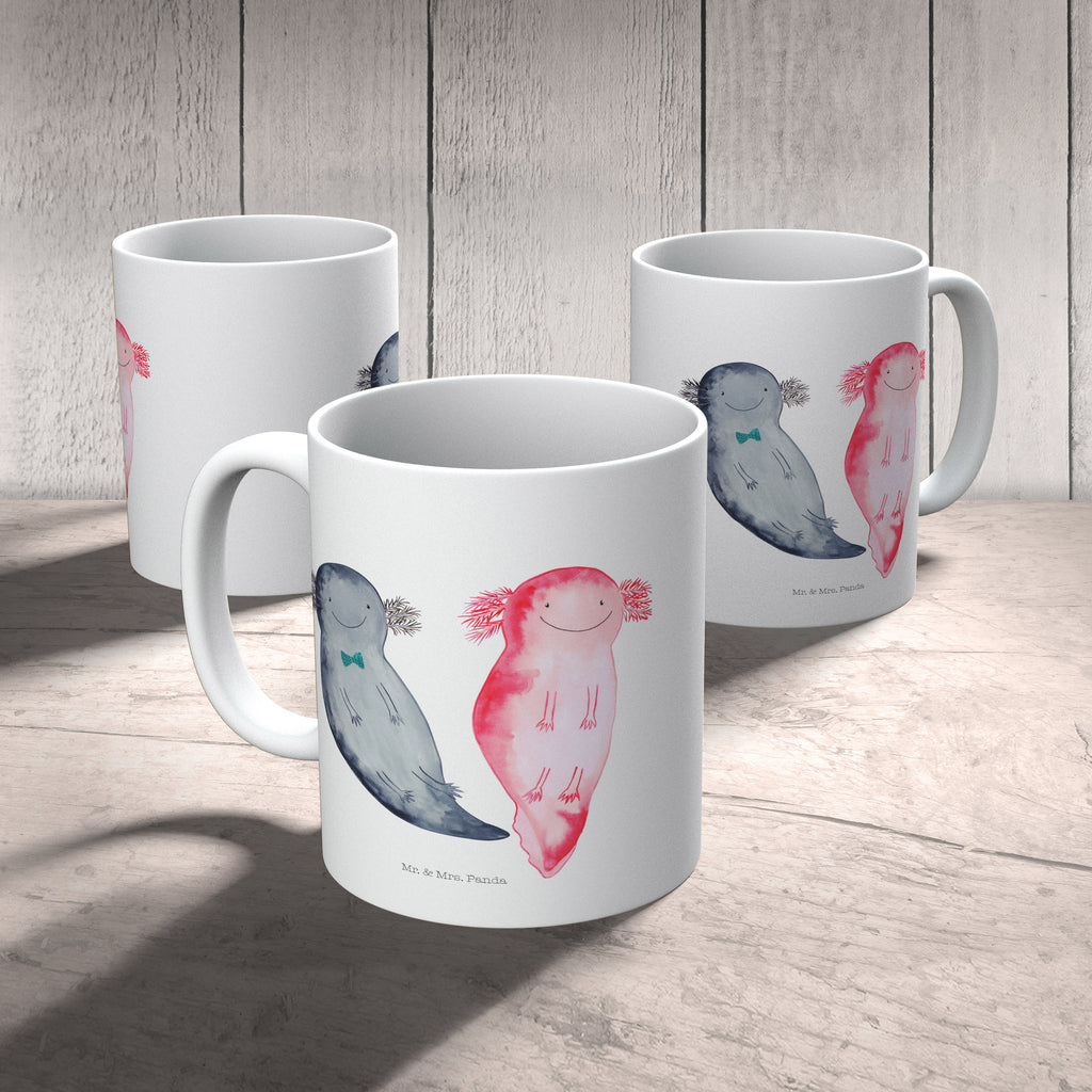 Tasse Axolotl Axel+Lotte Axolotl, Axolot, Schwanzlurch, Lurch, Lurche, Liebe, große Liebe, Liebesbeweis, Freund, Verlobter, Ehemann, Jahrestag, Valentinstag Becher, Kaffeetasse, Kaffeebecher, Tee, Frühstück, Büro  Axolotl, Molch