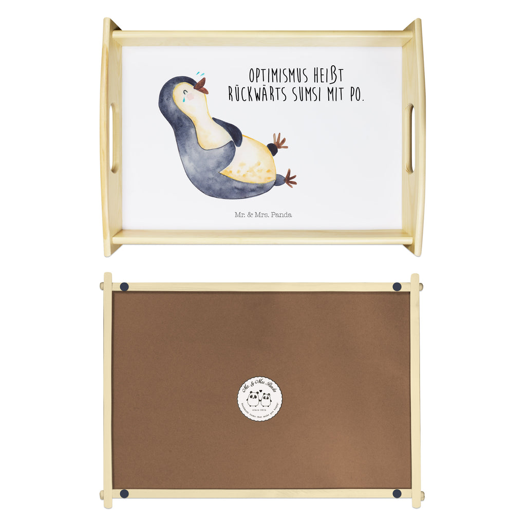 Serviertablett Pinguin lachend Tablett, Holztablett, Küchentablett, Dekotablett, Frühstückstablett, Pinguin, Pinguine, lustiger Spruch, Optimismus, Fröhlich, Lachen, Humor, Fröhlichkeit