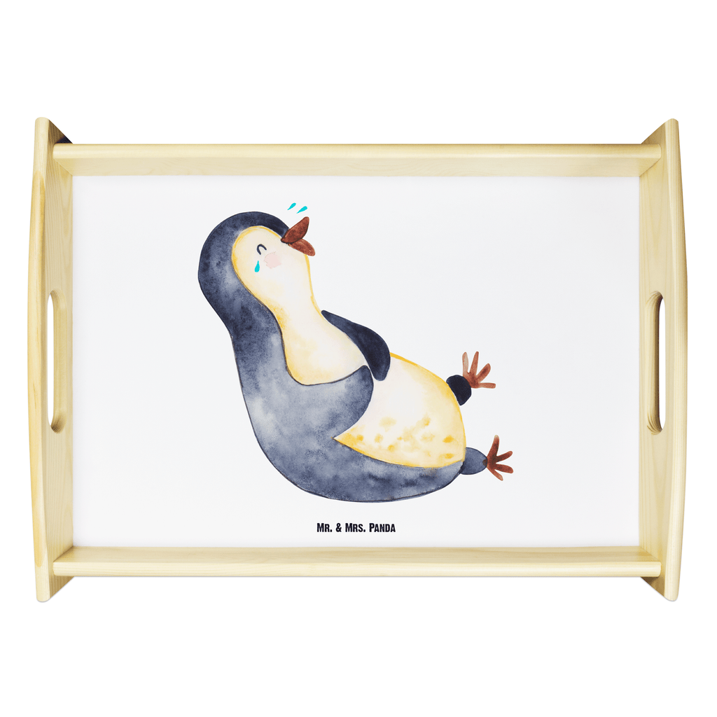 Serviertablett Pinguin lachend Tablett, Holztablett, Küchentablett, Dekotablett, Frühstückstablett, Pinguin, Pinguine, lustiger Spruch, Optimismus, Fröhlich, Lachen, Humor, Fröhlichkeit