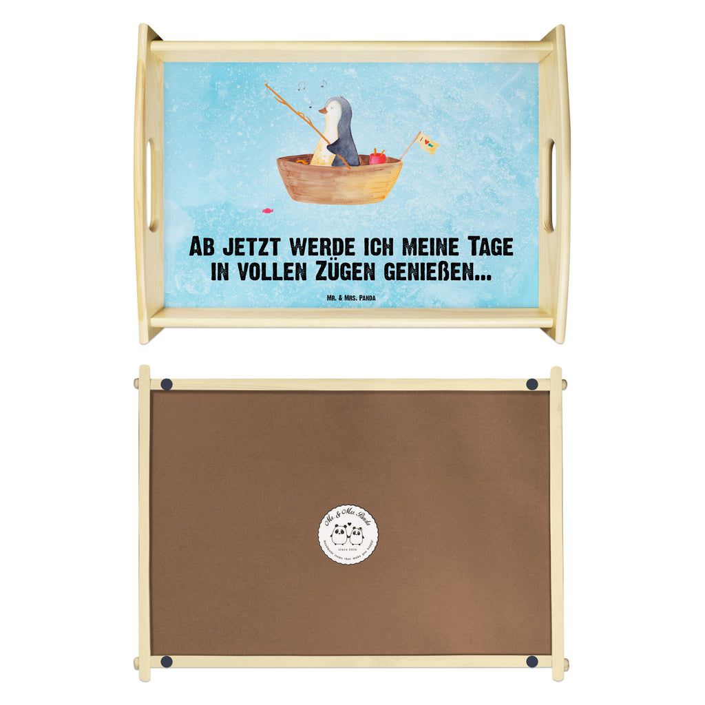 Serviertablett Pinguin Angelboot Tablett, Holztablett, Küchentablett, Dekotablett, Frühstückstablett, Pinguin, Pinguine, Angeln, Boot, Angelboot, Lebenslust, Leben, genießen, Motivation, Neustart, Neuanfang, Trennung, Scheidung, Geschenkidee Liebeskummer