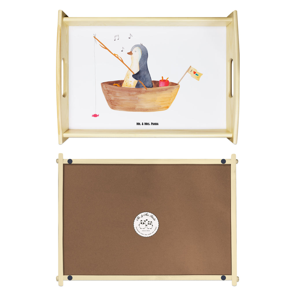 Serviertablett Pinguin Angelboot Tablett, Holztablett, Küchentablett, Dekotablett, Frühstückstablett, Pinguin, Pinguine, Angeln, Boot, Angelboot, Lebenslust, Leben, genießen, Motivation, Neustart, Neuanfang, Trennung, Scheidung, Geschenkidee Liebeskummer