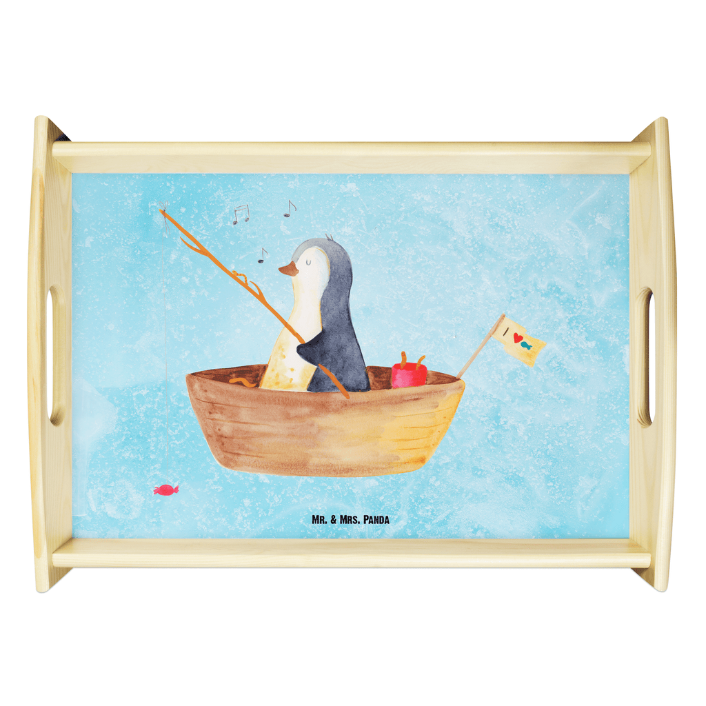 Serviertablett Pinguin Angelboot Tablett, Holztablett, Küchentablett, Dekotablett, Frühstückstablett, Pinguin, Pinguine, Angeln, Boot, Angelboot, Lebenslust, Leben, genießen, Motivation, Neustart, Neuanfang, Trennung, Scheidung, Geschenkidee Liebeskummer