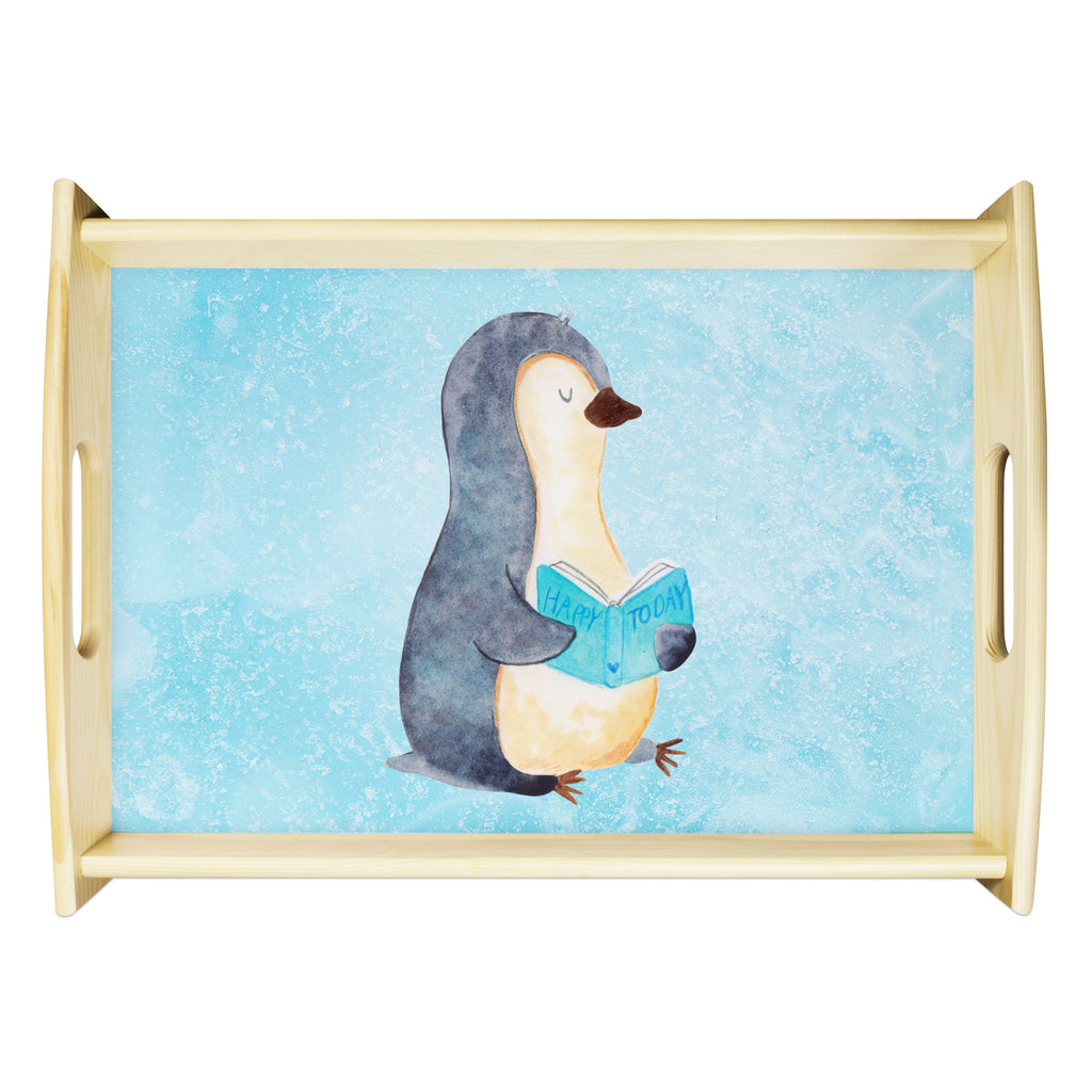 Serviertablett Pinguin Buch Tablett, Holztablett, Küchentablett, Dekotablett, Frühstückstablett, Pinguin, Pinguine, Buch, Lesen, Bücherwurm, Nichtstun, Faulenzen, Ferien, Urlaub, Freizeit