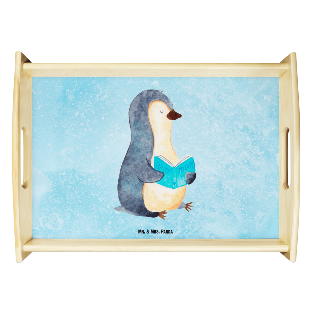 Serviertablett Pinguin Buch Tablett, Holztablett, Küchentablett, Dekotablett, Frühstückstablett, Pinguin, Pinguine, Buch, Lesen, Bücherwurm, Nichtstun, Faulenzen, Ferien, Urlaub, Freizeit