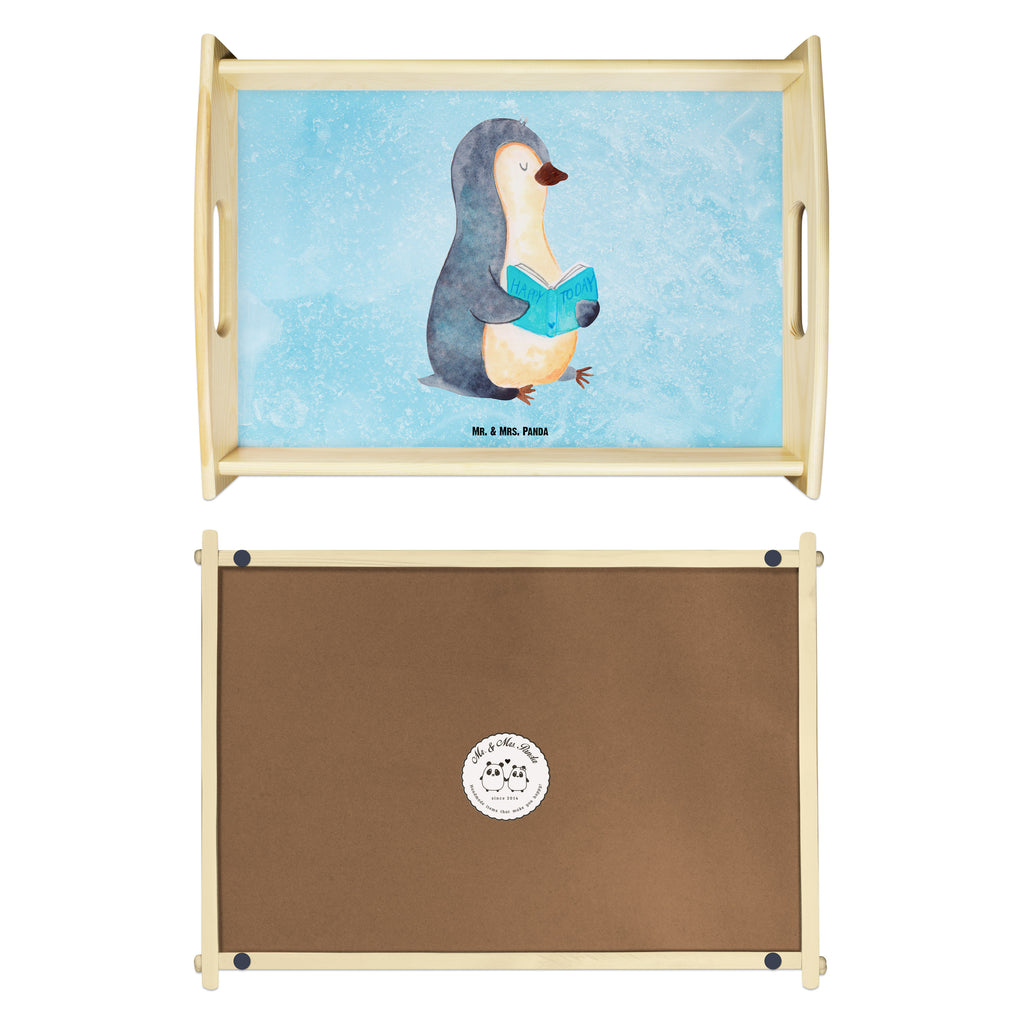 Serviertablett Pinguin Buch Tablett, Holztablett, Küchentablett, Dekotablett, Frühstückstablett, Pinguin, Pinguine, Buch, Lesen, Bücherwurm, Nichtstun, Faulenzen, Ferien, Urlaub, Freizeit