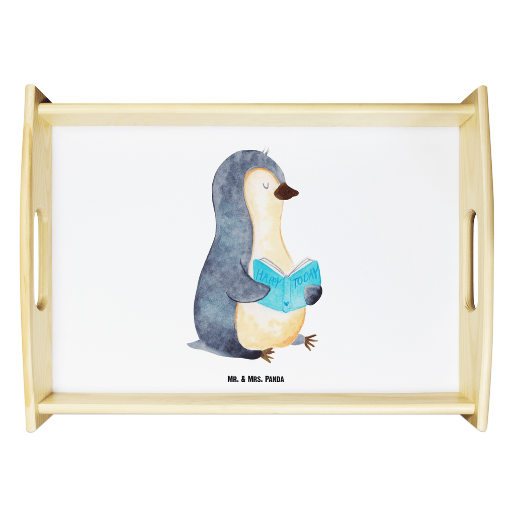 Serviertablett Pinguin Buch Tablett, Holztablett, Küchentablett, Dekotablett, Frühstückstablett, Pinguin, Pinguine, Buch, Lesen, Bücherwurm, Nichtstun, Faulenzen, Ferien, Urlaub, Freizeit