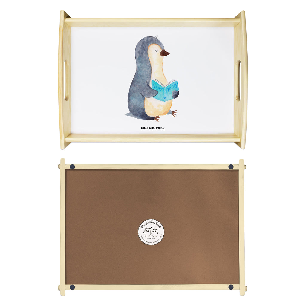 Serviertablett Pinguin Buch Tablett, Holztablett, Küchentablett, Dekotablett, Frühstückstablett, Pinguin, Pinguine, Buch, Lesen, Bücherwurm, Nichtstun, Faulenzen, Ferien, Urlaub, Freizeit