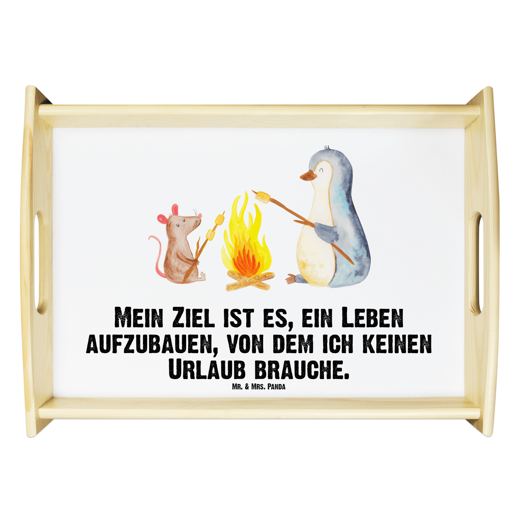 Serviertablett Pinguin Lagerfeuer Tablett, Holztablett, Küchentablett, Dekotablett, Frühstückstablett, Pinguin, Maus, Pinguine, Lagerfeuer, Leben, Arbeit, Job, Motivation, Büro, Büroalltag, Lebensspruch, Lebensmotivation, Neustart, Liebe, grillen, Feuer, Marshmallows