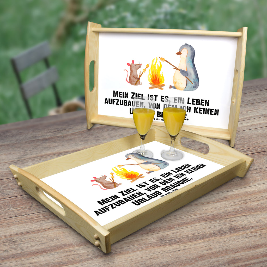 Serviertablett Pinguin Lagerfeuer Tablett, Holztablett, Küchentablett, Dekotablett, Frühstückstablett, Pinguin, Maus, Pinguine, Lagerfeuer, Leben, Arbeit, Job, Motivation, Büro, Büroalltag, Lebensspruch, Lebensmotivation, Neustart, Liebe, grillen, Feuer, Marshmallows