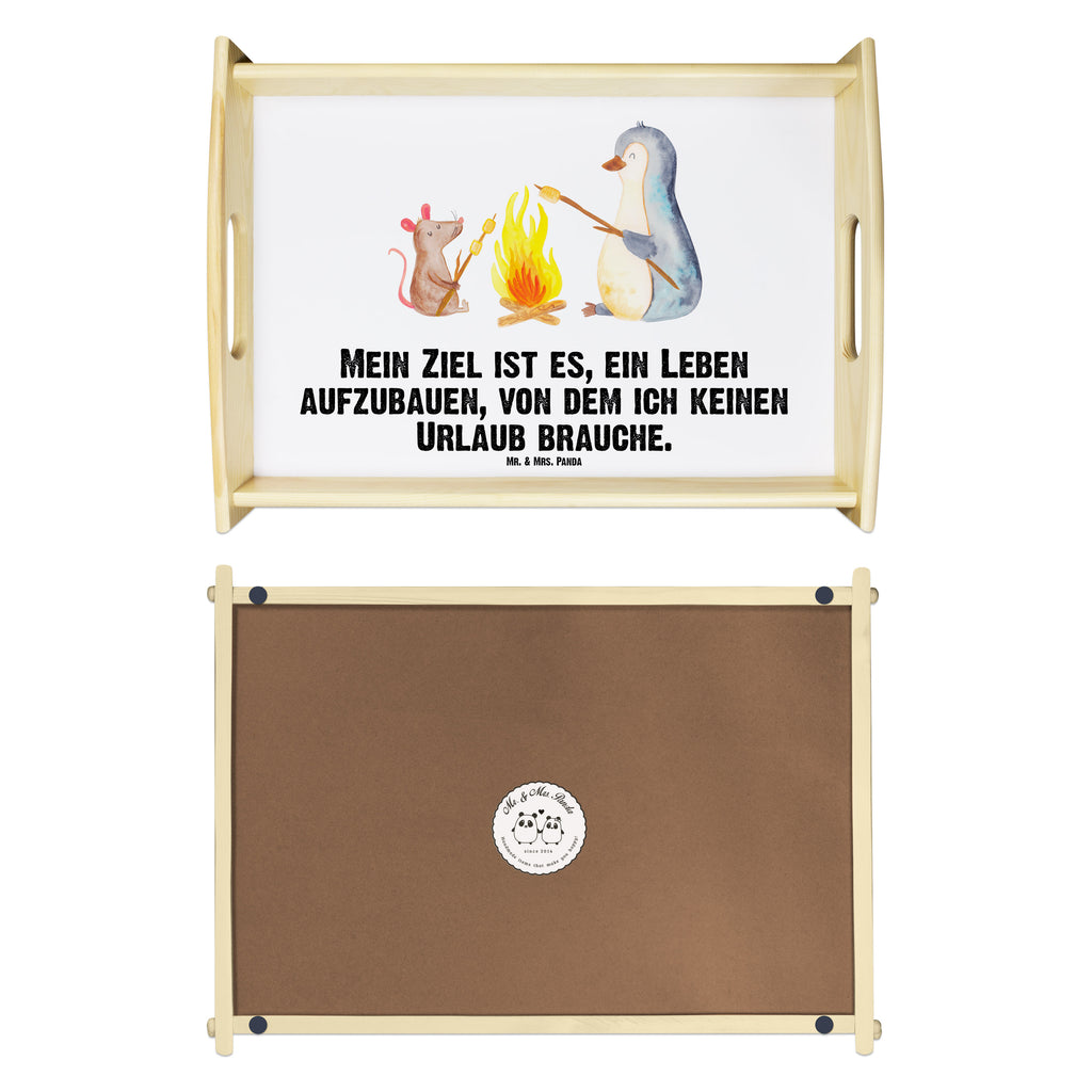 Serviertablett Pinguin Lagerfeuer Tablett, Holztablett, Küchentablett, Dekotablett, Frühstückstablett, Pinguin, Maus, Pinguine, Lagerfeuer, Leben, Arbeit, Job, Motivation, Büro, Büroalltag, Lebensspruch, Lebensmotivation, Neustart, Liebe, grillen, Feuer, Marshmallows